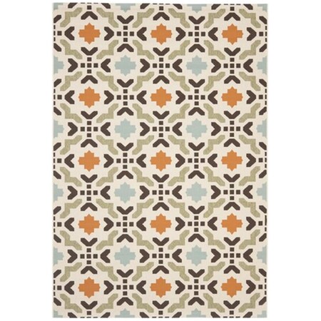 Safavieh Veranda Power Loomed Round Rug- Cream - Terracotta- 6 ft. 7 in. x 6 ft. 7 in. VER080-0712-7R